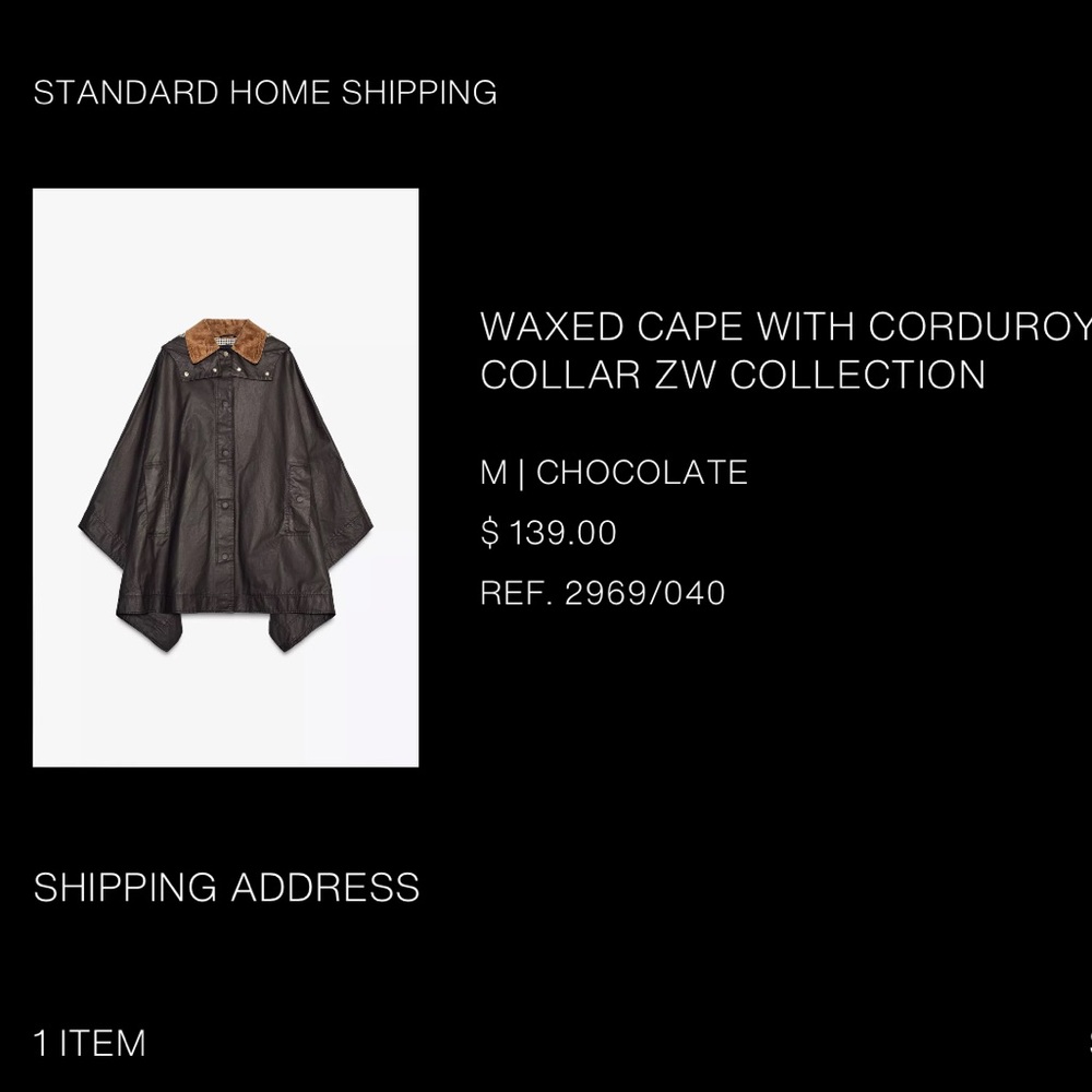 Zara Brown Cape with Corduroy Collar - Picture 5 of 5